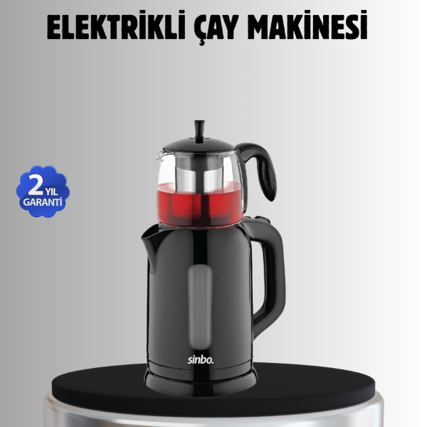 Sinbo STM 5840 Elektrikli Çay Makinesi 1800W Cam Demlik ve Sıcak Tutma Özellikli - Vipsepet