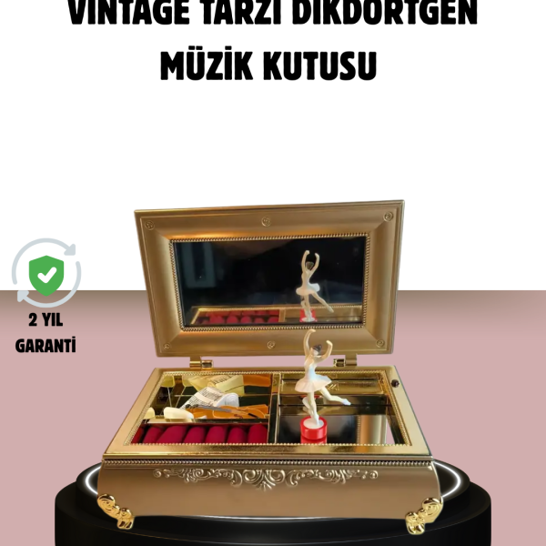 Balerinli Müzikli Takı Kutusu Piyano Tasarım Kız Çocuk Hediyelik - Lisinya