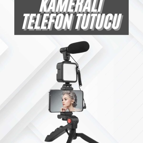 Telefon Tutucu Mikrofonlu Işıklı Youtuber Video Kayıt - vipsepet