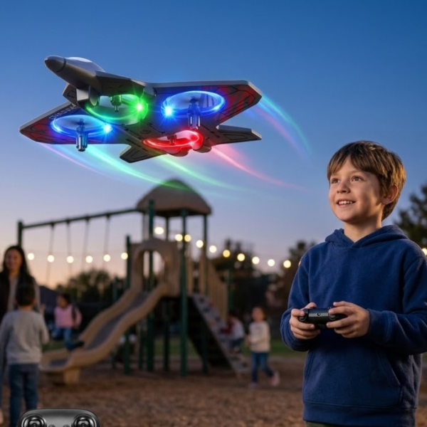 Uzaktan Kumandalı LED Işıklı Drone Uçak 360 Derece Dönüş Özellikli Oyuncak Drone - Vipsepet