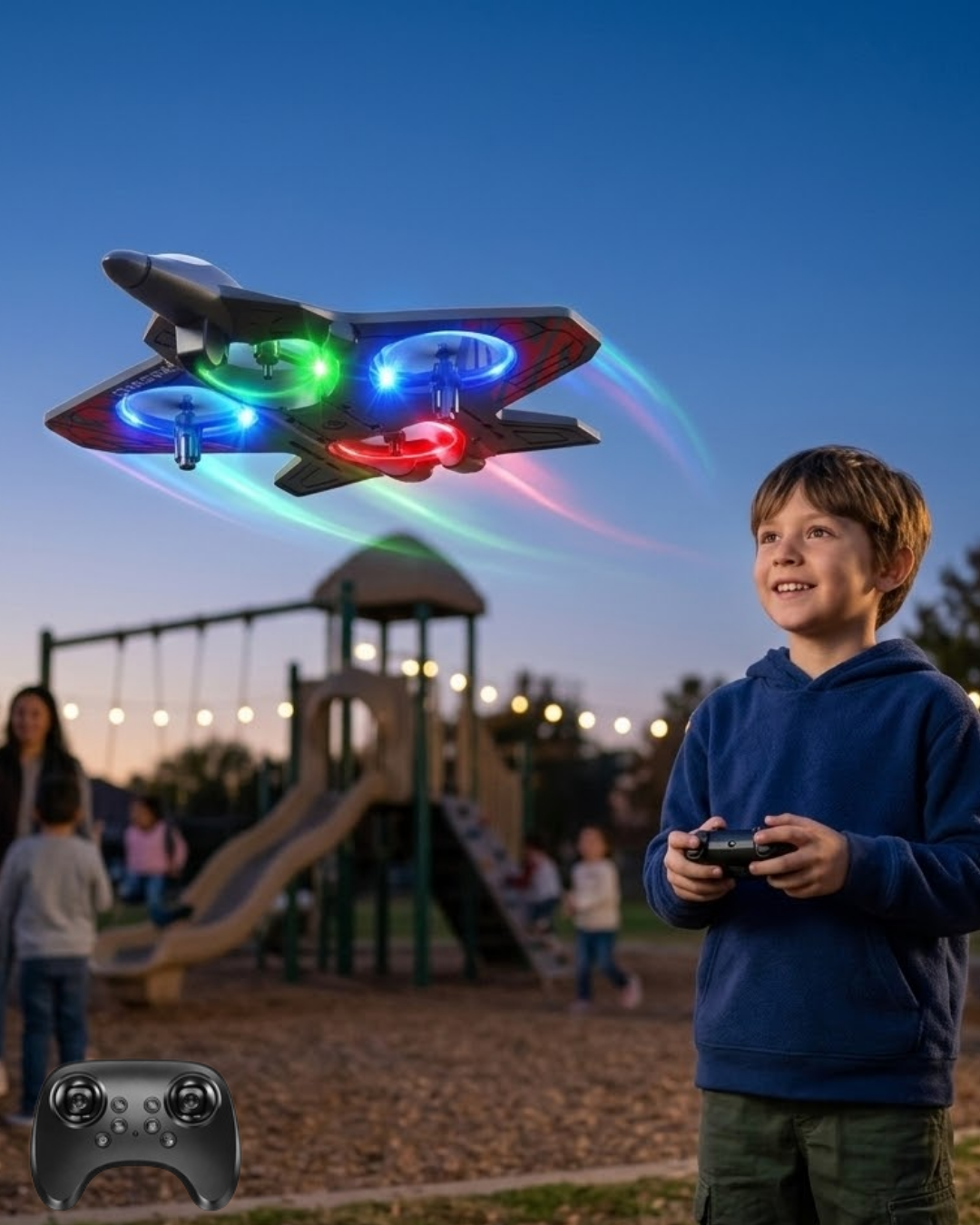 2-10 Uzaktan Kumandalı LED Işıklı Drone Uçak 360 Derece Dönüş Özellikli Oyuncak Drone - Vipsepet - Görsel 1