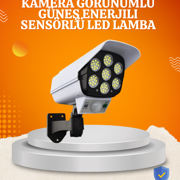 Solar Şarjlı Hareket Sensörlü LED Dış Mekan Lambası Kamera Tasarımlı Güvenlik Işığı - Vipsepet