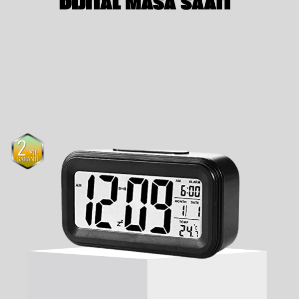 Fotoselli Dijital Masa Saati Aydınlatmalı Alarm ve Tarih Göstergeli - Vipsepet