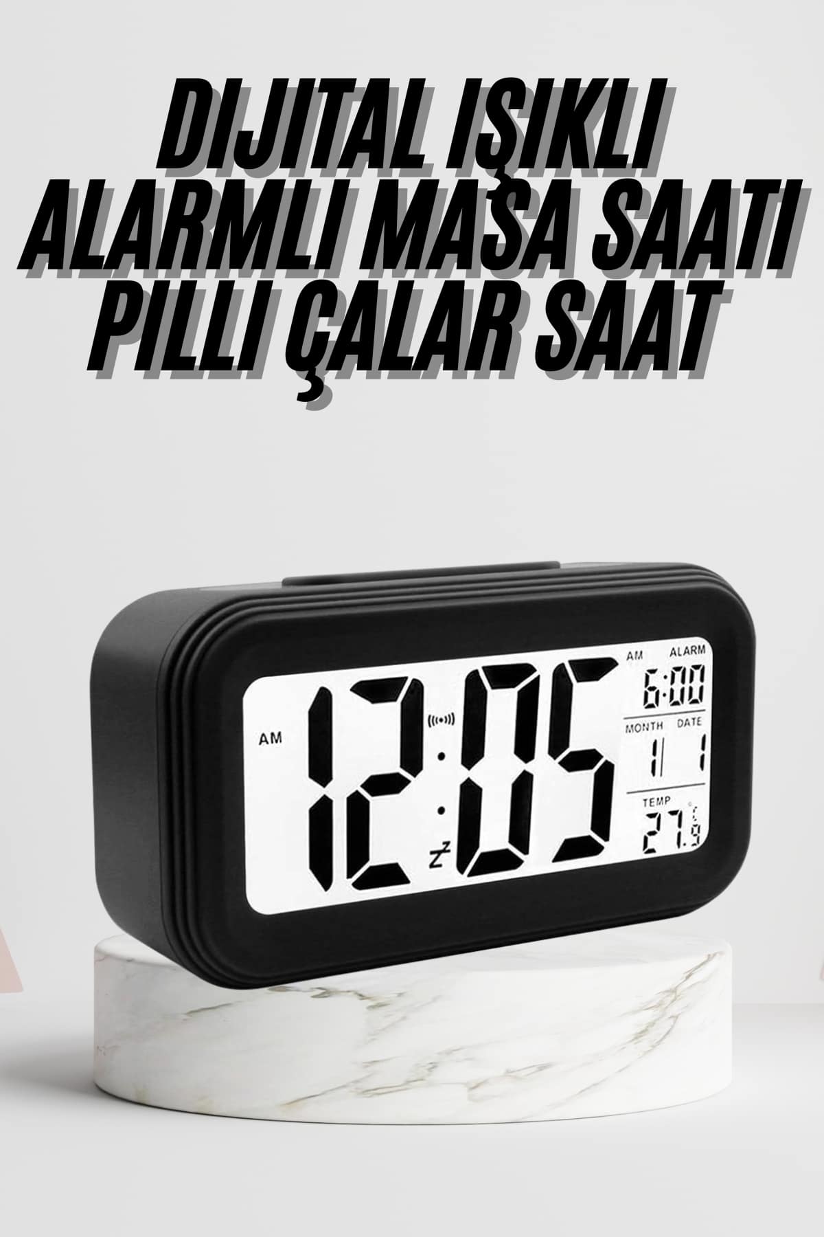 26-12 Dijital Masa Saati Termometre Takvim Led Ekran Pilli Ev Ofis Masası - Vipsepet - Görsel 1