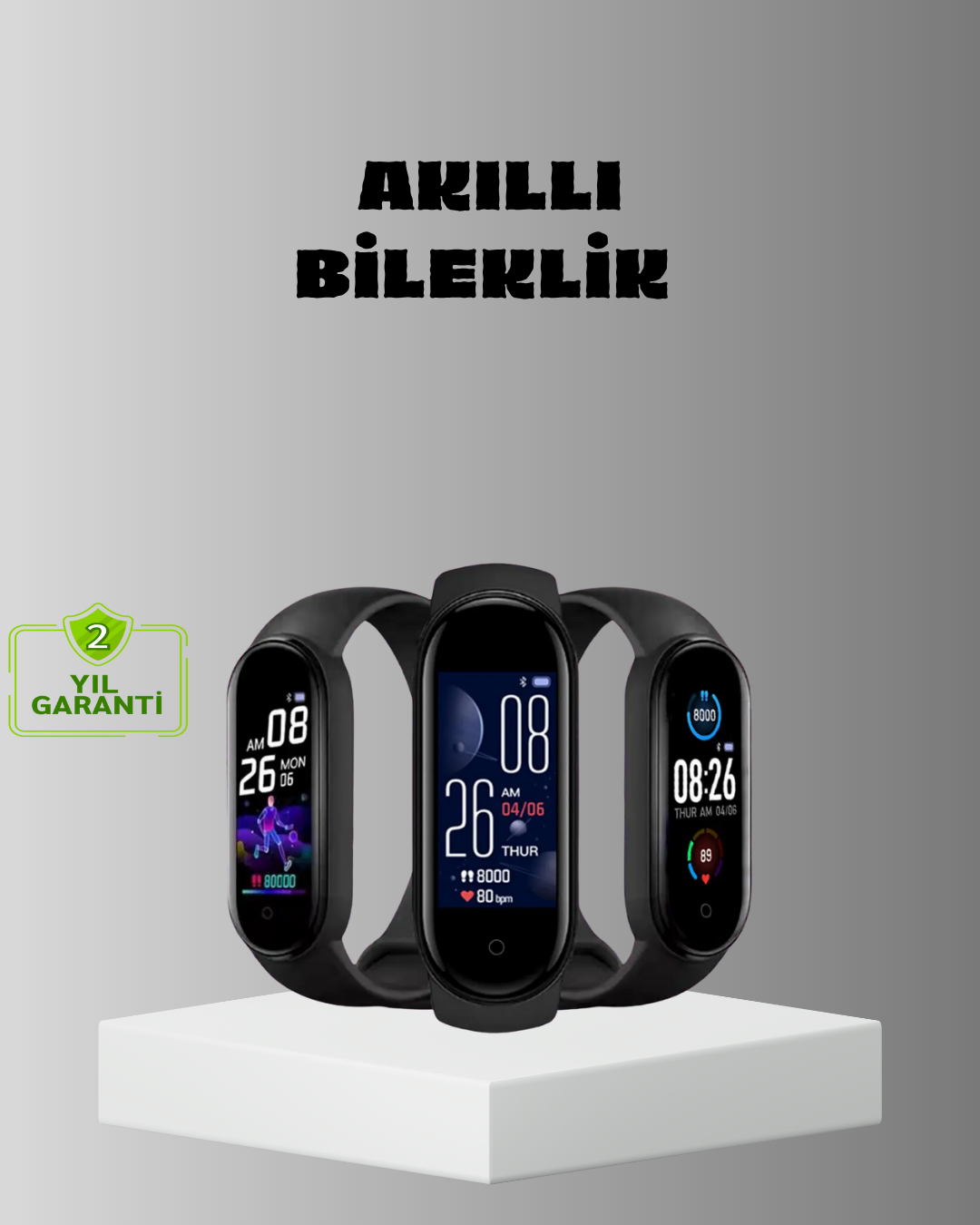 3-151 Akıllı Bileklik Adım Sayarlı Kalori Takipli Bildirim Uyumlu IP67 - Vipsepet - Görsel 1