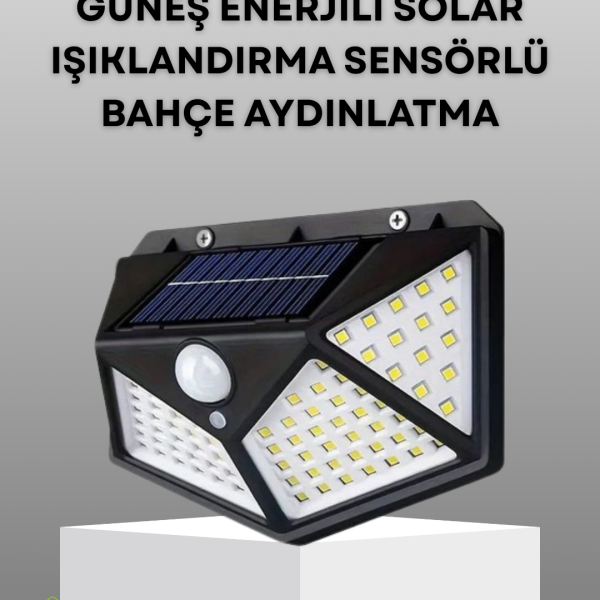 100 LED Solar Lamba Hareket Algılamalı Bahçe Duvar Dış Mekan Aydınlatma - Vipsepet
