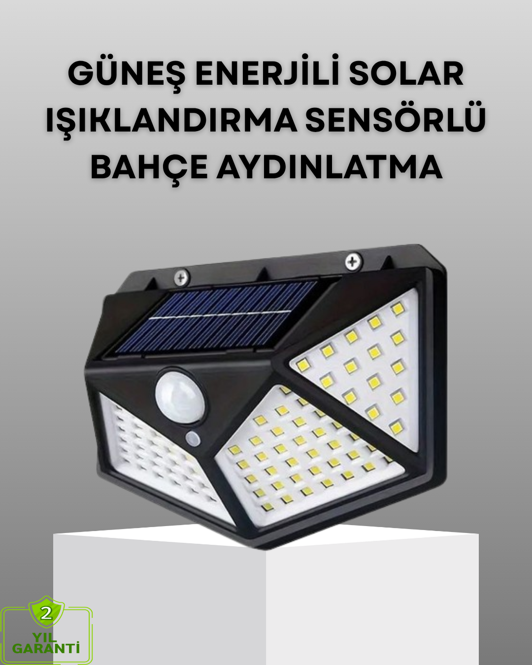 3-158 100 LED Solar Lamba Hareket Algılamalı Bahçe Duvar Dış Mekan Aydınlatma - Vipsepet - Görsel 1