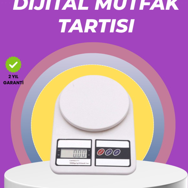 Beyaz Plastik Dijital Mutfak Tartısı – 24x16.8x1.5cm - Vipsepet