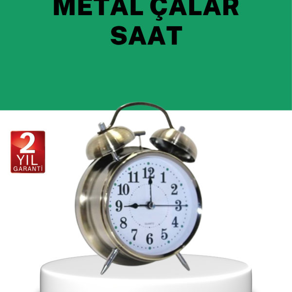 Gümüş Renkli Sessiz Işıklı Dekoratif Masa Üstü Çalar Saat Alarmlı - Vipsepet
