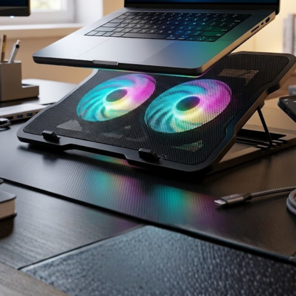 Ayarlanabilir Laptop Soğutucu Çift Fan RGB Işıklı Sessiz Çalışan - Vipsepet