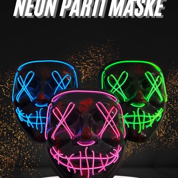 Hallowen Parti Maskesi Neon Led Işıklı Maske 3 Modlu Cadılar Bayramı Maskesi - Vipsepet
