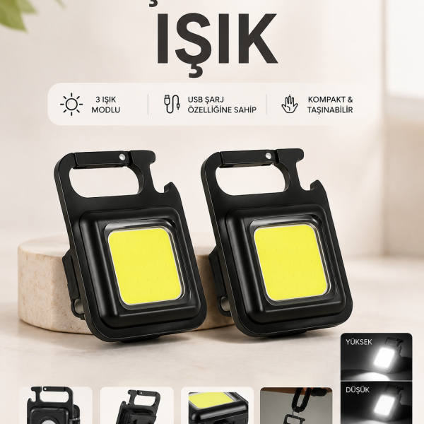 TAŞINABİLİR IŞIK 3 IŞIK MODLU USB ŞARJ ÖZEELİĞİNE SAHİP - Vipsepet
