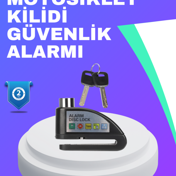 Su Geçirmez Alarm Disk Kilidi Motosiklet Scooter Bisiklet Güvenlik - Lisinya