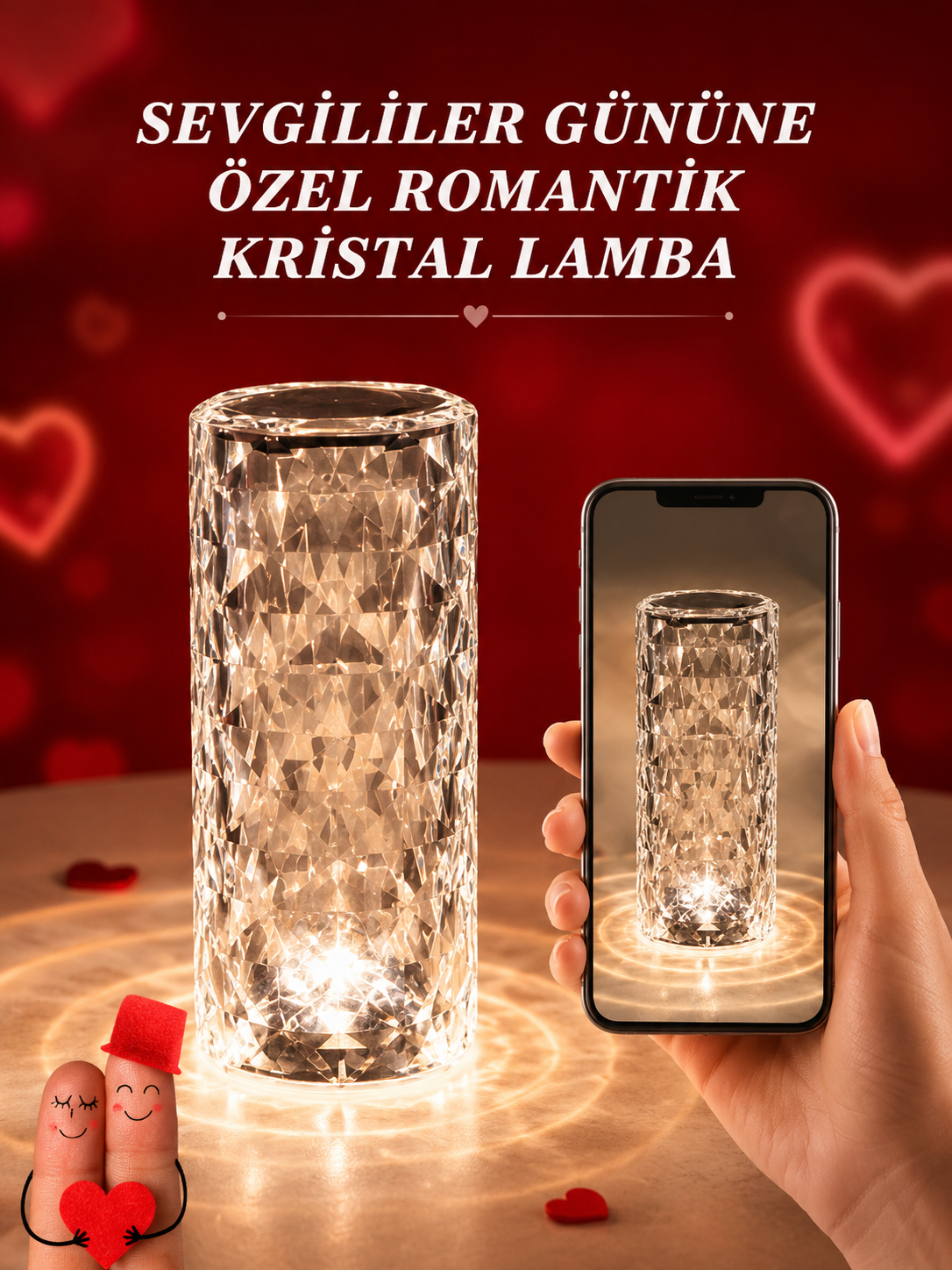 83960e3d-bbdd-4cb8-8473-cec3c2988f07 Sevgililer Günü İçin Hediye Kristal Lamba Sevgiliye Hediye USB Şarjlı Gece Lambası (Kopya) - Vipsepet - Görsel 1