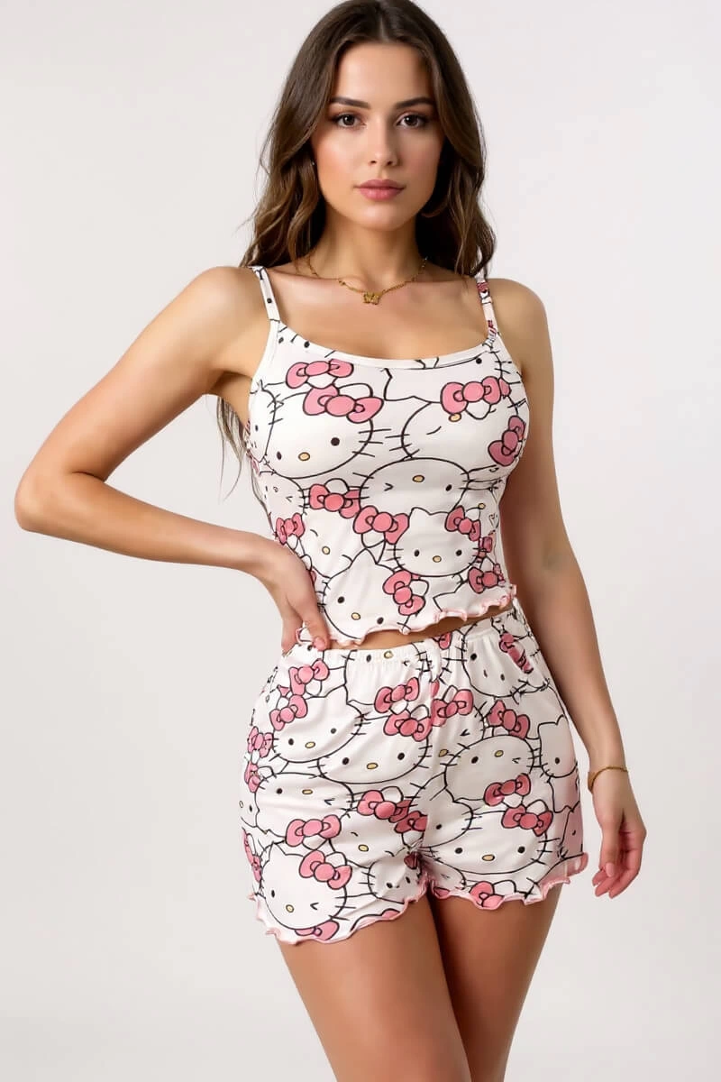 hello-kitty-baskili-askili-sortlu-pijama-takimi-118590269-sw800sh1200 Hello Kitty Baskılı Askılı Şortlu Pijama Takımı - Görsel 1