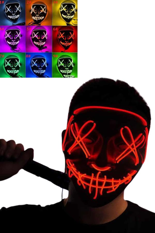 Compressed by jpeg-recompress Led Işıklı Neon Maske Cadılar Bayramı Maskesi Korkunç Korku Maskesi - Vipsepet - Görsel 1
